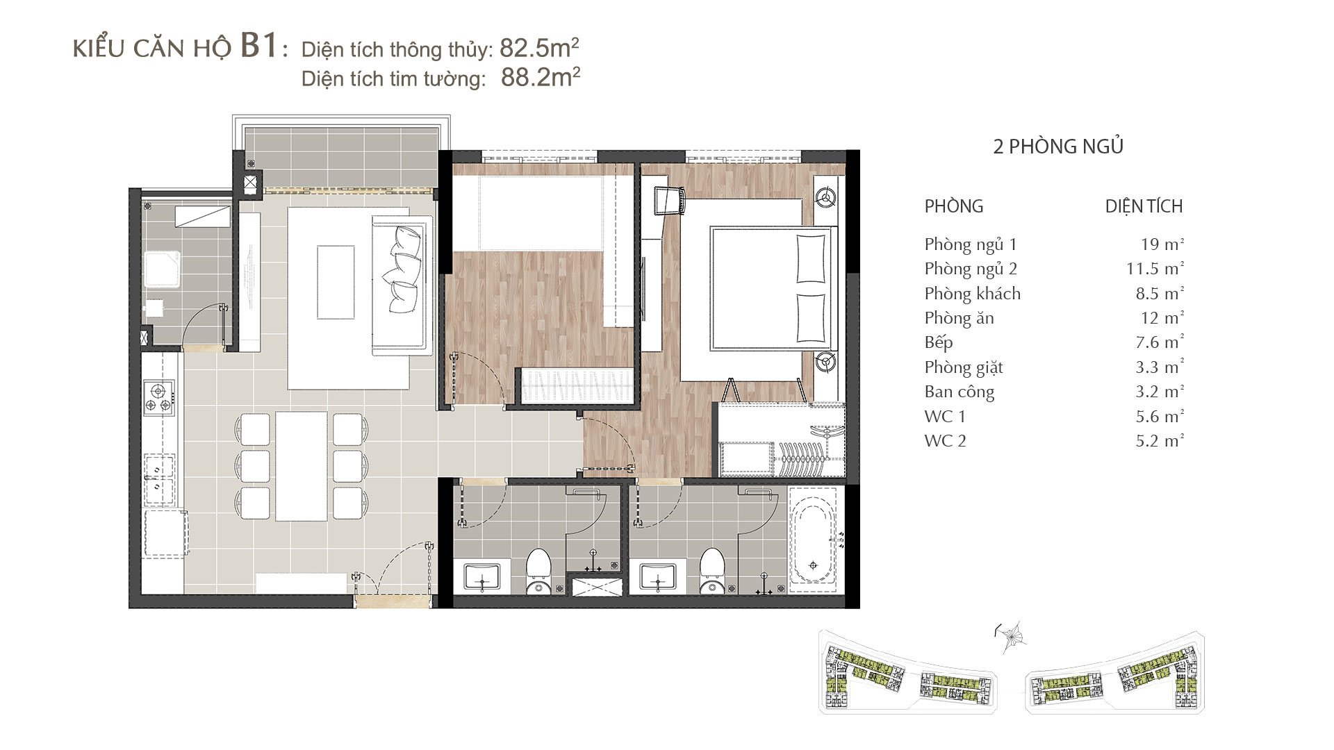 layout căn hộ 2pn Sarimi