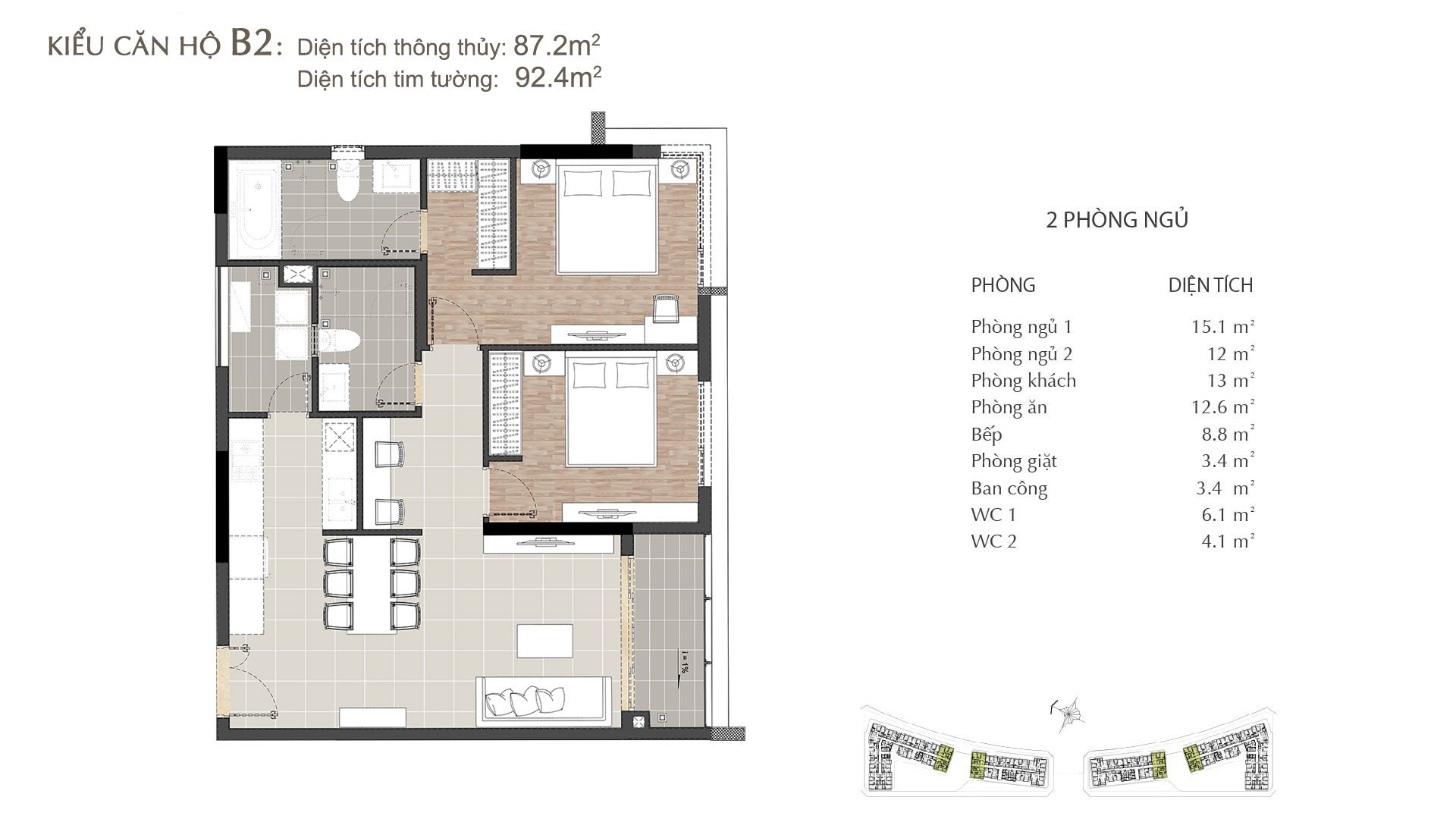 layout căn hộ Sarimi 2pn
