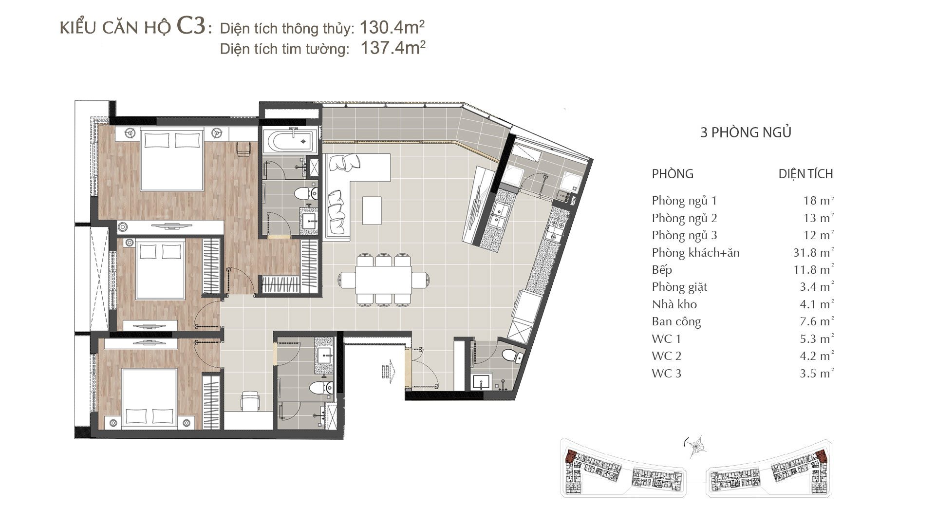 layout căn hộ Sarimi 3pn